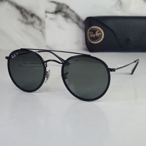 Ray-Ban Polarized Round Double Bridge. RB3647 Black Frame